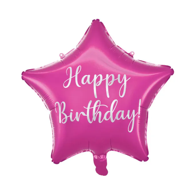 Hovedbilde FOIL BALLOON STAR HAPPY BIRTHDAY PINK
