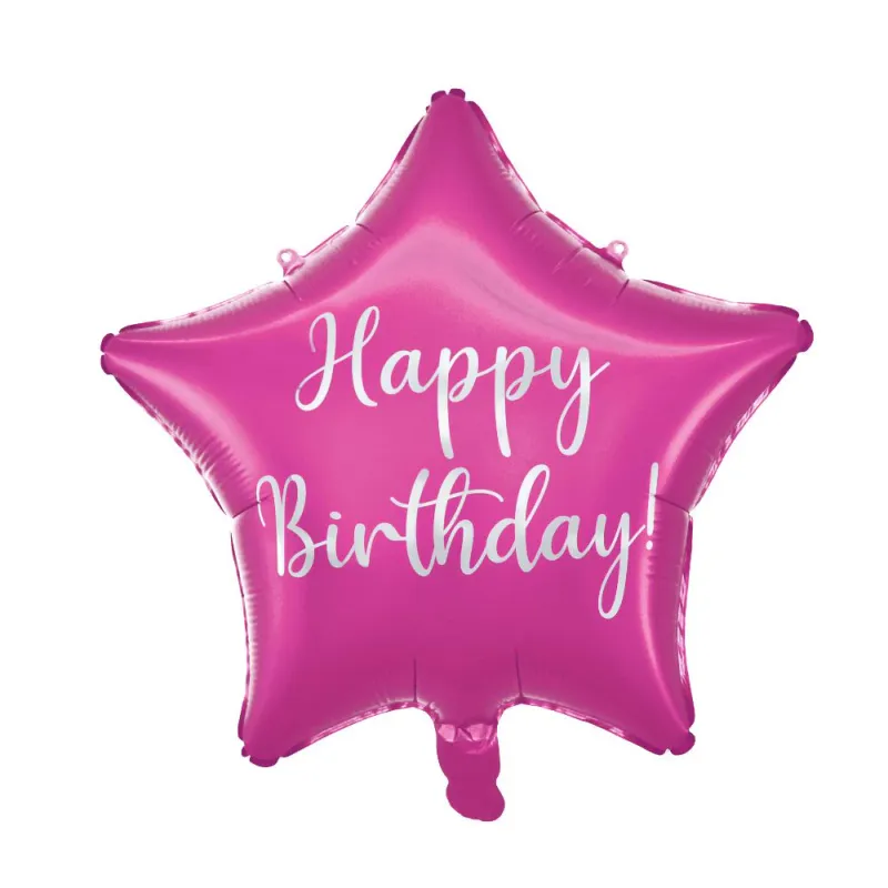 FOIL BALLOON STAR HAPPY BIRTHDAY PINK